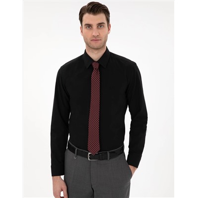 Siyah Slim Fit Uzun Kollu Basic Gömlek