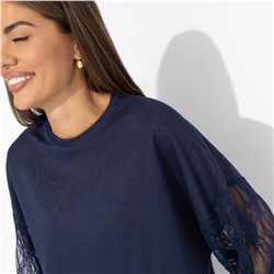 Свитшот с декоративными рукавами, Роскошь без пафоса (синий)