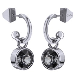 Серьги Теннис (кристаллы SW темно-серые 8мм; покрытие родий), Есть комплект