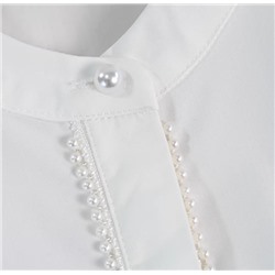 Женская нежная хлопковая рубашка с перламутровым украшением