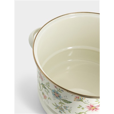 Кастрюля, 24 см, 6.5 л, со вставкой-пароваркой, эмалированная, с крышкой стеклянной, Прованс