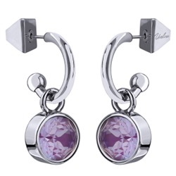 Серьги Теннис (кристаллы SW пурпурные 8мм; покрытие родий), Есть комплект