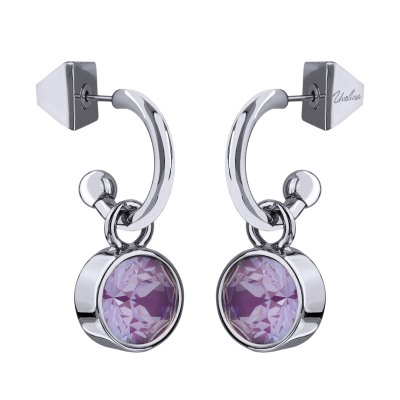 Серьги Теннис (кристаллы SW пурпурные 8мм; покрытие родий), Есть комплект