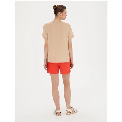 Nar Çiçeği Keten Comfort Fit Bermuda Şort