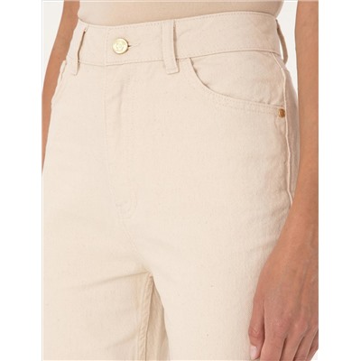 Bej Mom High Waist Fit Jean Pantolon