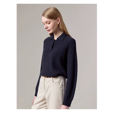 Женский трикотажный свитер с отложным воротником  Hacket*t Londo*n