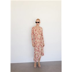 Vestido flores bajo asimétrico