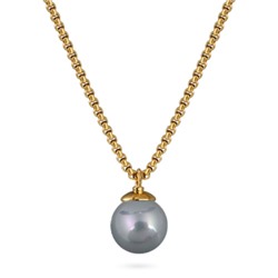 Кулон (Майорка 14мм серо-голубая; покрытие золото) 50-57см, Есть комплект