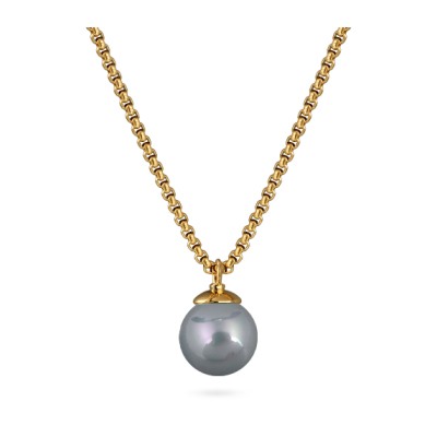 Кулон (Майорка 14мм серо-голубая; покрытие золото) 50-57см, Есть комплект