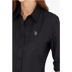 Kadın Siyah Uzun Kollu Basic Gömlek