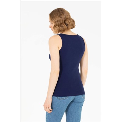 Kadın Lacivert Bisiklet Yaka Kolsuz Basic Tişört