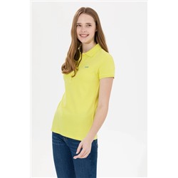 Kadın Neon Sarı Basic Polo Yaka Tişört