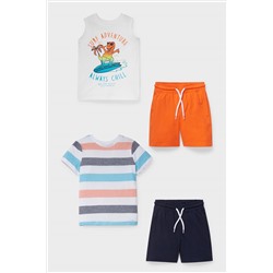 Set - Kurzarmshirt, Top und 2 Sweatshorts - Bio-Baumwolle