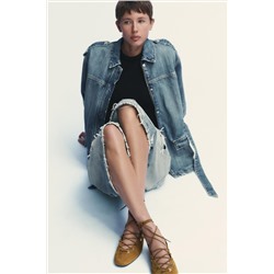 SUEDE TIE SLINGBACK SHOES