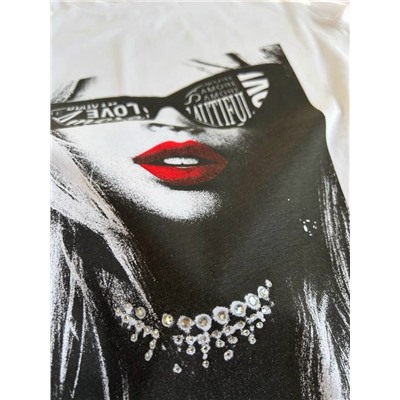 Женская приталенная футболка с ярким принтом ГЕС*С (Возможно незначительные деффекты!!!)