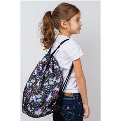 Мешок для обуви объемный Единороги гимнасты черный фон