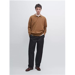 Wool blend knit polo jumper