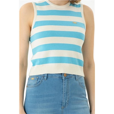 Kadın Turkuaz Bisiklet Yaka Kazak