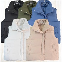 Женский толстый теплый жилет без рукавов с высоким воротом