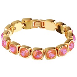 Браслет Теннис (кристаллы SW оранжевые 8мм; покрытие золото) 17-19см, Есть комплект