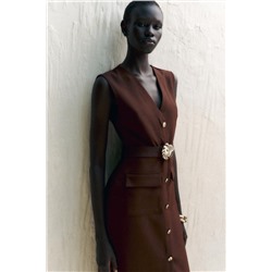 VESTIDO MIDI CREPE CINTURÓN