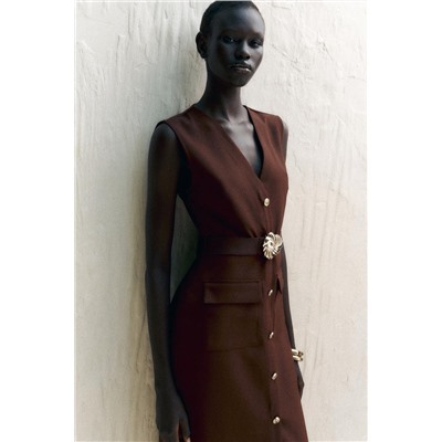 VESTIDO MIDI CREPE CINTURÓN