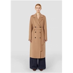 Женское элегантное двубортное шерстяное пальто средней длины