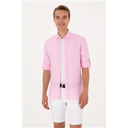 Erkek Açık Pembe Uzun Kollu Gömlek
