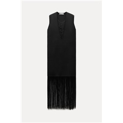 KNIT DRESS WITH FRINGING