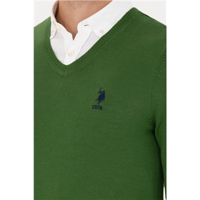 Erkek Yeşil Basic Kazak