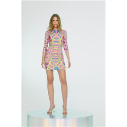 Vestido slim corto manga 3/4