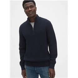 Waffle Stitch Quarter-Zip Mockneck Sweater