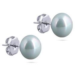 Пусеты (Майорка 12мм голубая; покрытие родий), Есть комплект