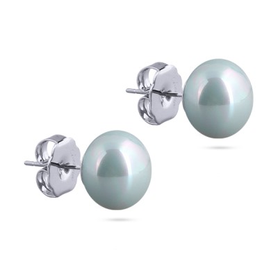 Пусеты (Майорка 12мм голубая; покрытие родий), Есть комплект