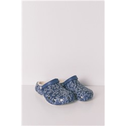 Zapatillas casa zueco forrado flores