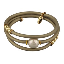 Браслет Гевея (Майорка 14мм медовая роса, каучук оливковый; покрытие золото), Есть комплект