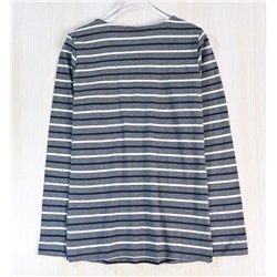 Женская хлопковая полосатая футболка с круглым вырезом