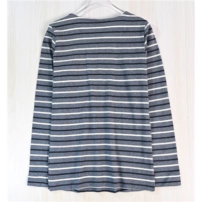 Женская хлопковая полосатая футболка с круглым вырезом