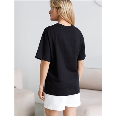 Футболка оверсайз с принтом из премиального 100% хлопка