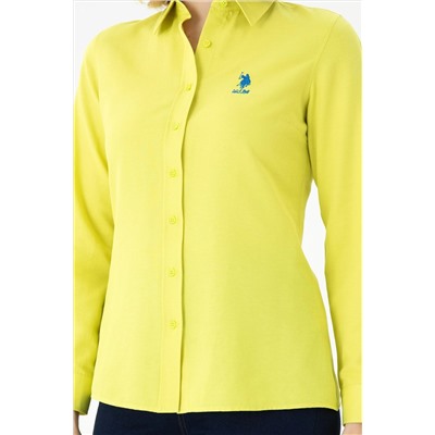 Kadın Neon Sarı Uzun Kollu Basic Gömlek