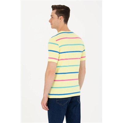 Erkek Açık Sarı Bisiklet Yaka Tişört