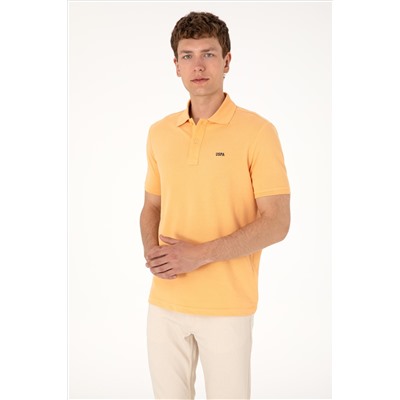 Erkek Regular Fit Polo Yaka Turuncu Basic Tişört