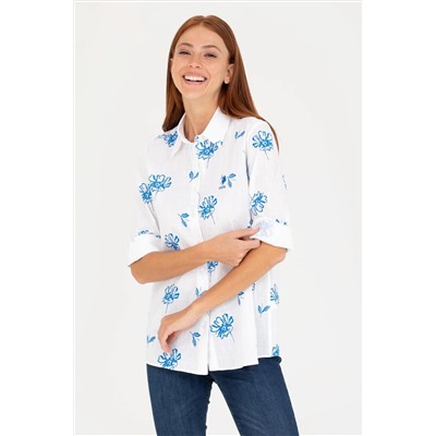 Kadın Saks Uzun Kollu Gömlek