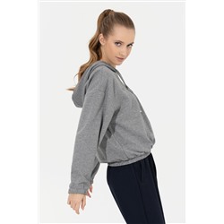 Kadın Gri  Melanj Kapüşonlu Sweatshirt