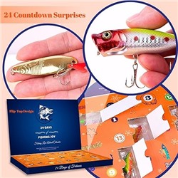 Advent Calendar Fishing Christmas Countdown - 24 Days Fishing Lures Set for Fisher Adult Men Teen Boys - 2025 Xmas Surprise Gift