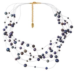 Колье Нежность (жемчуг бензиновый 4-7мм; покрытие золото) 42-47см, Есть комплект