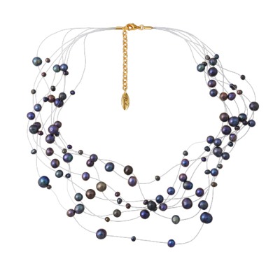 Колье Нежность (жемчуг бензиновый 4-7мм; покрытие золото) 42-47см, Есть комплект