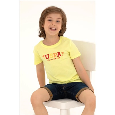 Çocuk Açık Sarı Bisiklet Yaka Tişört