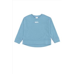 Çocuk Mavi Basic Bisiklet Yaka Sweatshirt