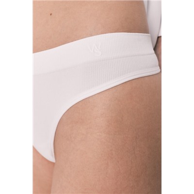 Tanga ancha canalé sin costuras blanca
